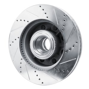 Ford F-250 Brake Rotor (1) - Front Left - R1 Concepts - Drilled & Slotted - Silver - `11-`25